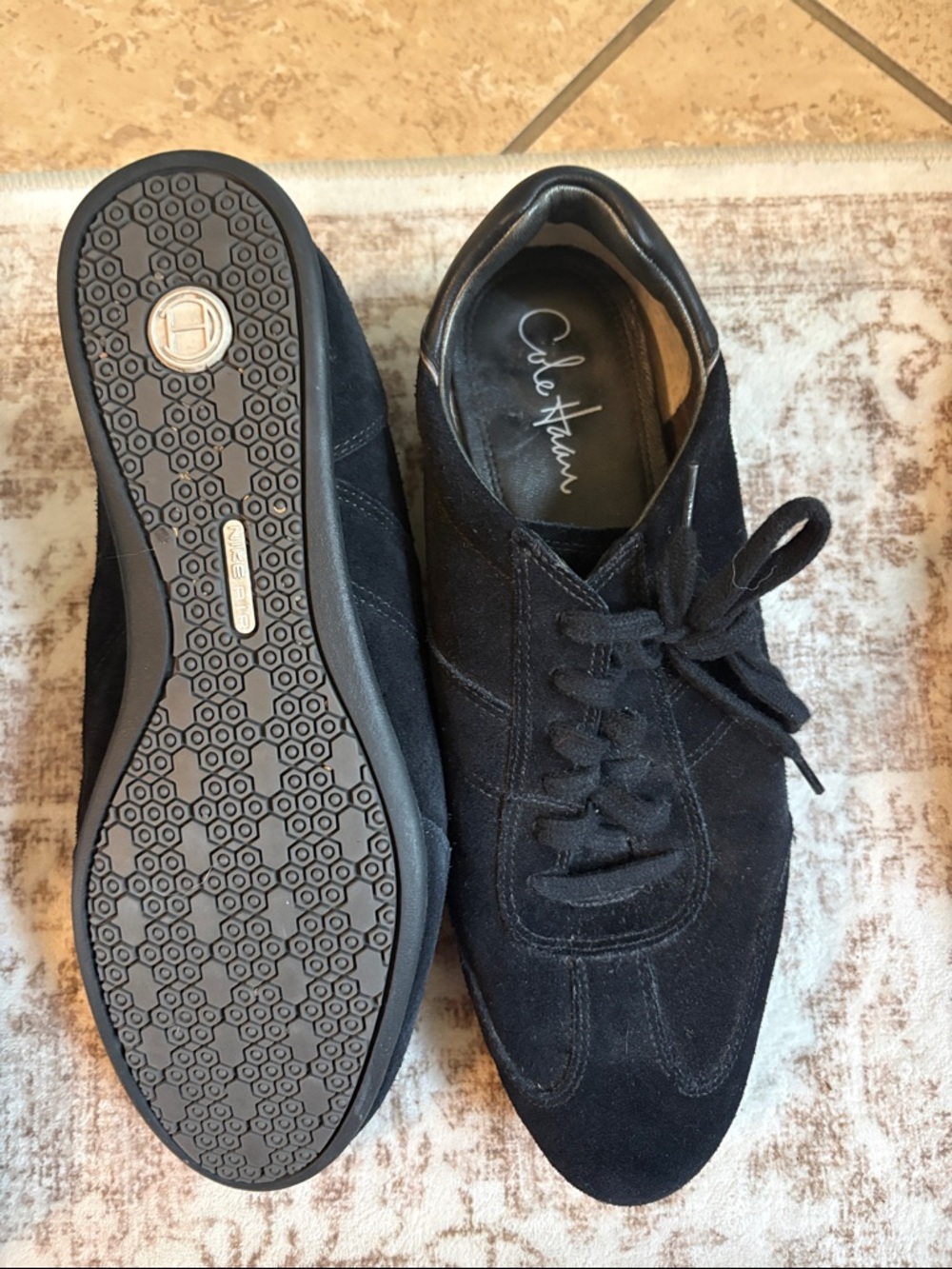 Cole Haan Black Suede Women's Lace-Up Sneakers